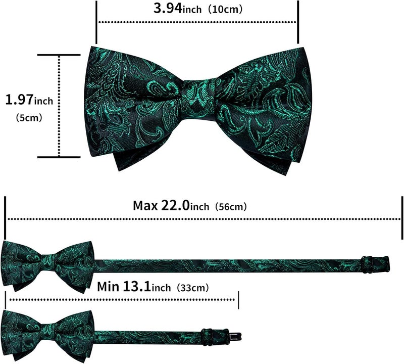 DiBanGu Boys Pre-tied Bow Tie,Silk Adjustable Bowtie and Pocket Square for Age 8-14 Kids Bowtie Wedding School Ceremony Party - Image 4